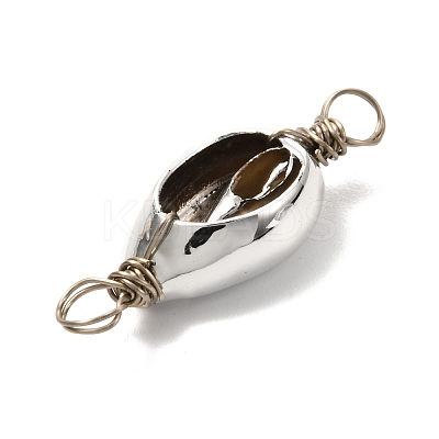 Electroplated Shell Beads Links Connectors PALLOY-JF01036-1