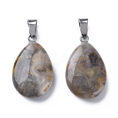 Teardrop Dyed Natural Crazy Agate Obsidian Pendants G-Q368-12-1