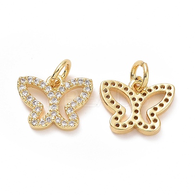 Brass Cubic Zirconia Charms ZIRC-I062-21G-1