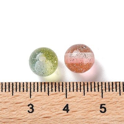 Gradient Color Transparent Resin Beads with Gold Foil RESI-A035-10A-1