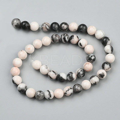 Natural Pink Zebra Jasper Beads Strands G-P231-01-10mm-1