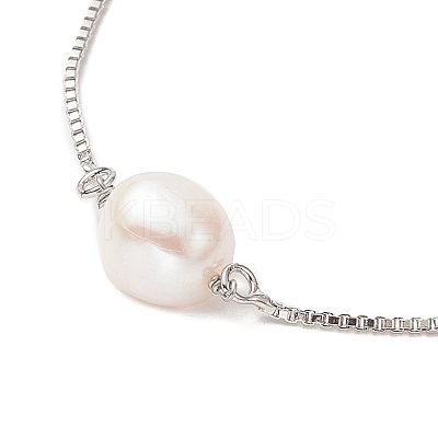 Oval Natural Pearl Beaded Slider Bracelet BJEW-JB09315-01-1