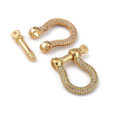 Brass Micro Pave Clear Cubic Zirconia D-Ring Anchor Shackle Clasps LS-ZIRC-S066-052-NF-1