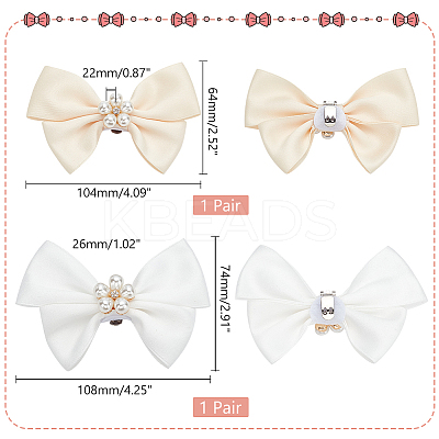 2 Pairs 2 Colors Polyester Bowknot Bridal Shoe Decoration DIY-PH0020-72-1