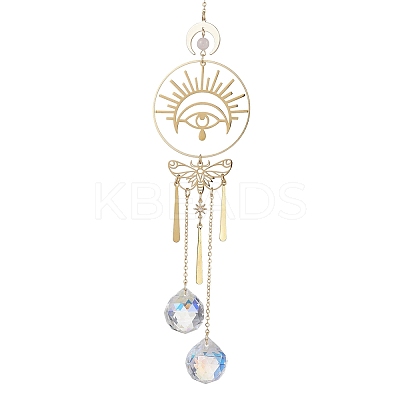 Brass Butterfly Eye Pendant Decoration HJEW-TA00225-1