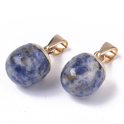 Top Golden Plated Natural Blue Spot Jasper Pendants G-T131-03E-1