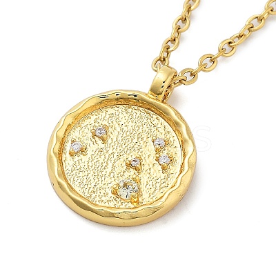 304 Stainless Steel Cubic Zirconia Constellation Flat Round Pendants STAS-S145-01L-1