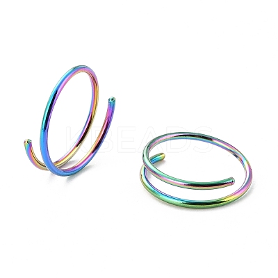 Rainbow Color Double Nose Ring for Single Piercing AJEW-C010-02M-03-1