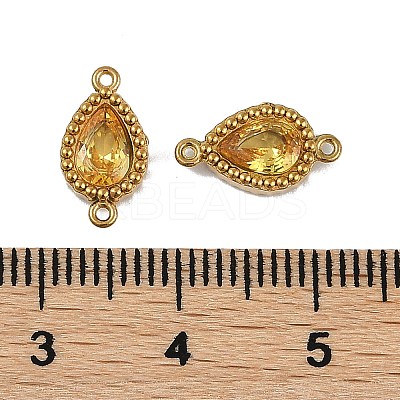 Ion Plating(IP) 304 Stainless Steel Cubic Zirconia Teardrop Links Connector Charms STAS-K256-23G-09-1