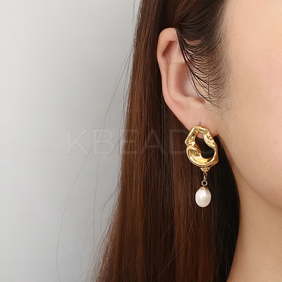 304 Stainless Steel Twist Donut Stud Earrings LS-EJEW-G368-04G-1