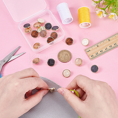 20Pcs 4 Colors 1-Hole Zinc Alloy Resin Buttons BUTT-AR0001-28-1