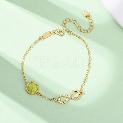 Sports Brass Micro Pave Cubic Zirconia Infinity Link Bracelets BJEW-D386-01A-G-1