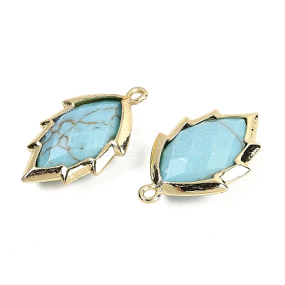 Synthetic Turquoise Faceted Leaf Pendants G-I375-04G-06-1