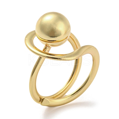 Round Ball Rack Plating Brass Wire Wrap Finger Rings RJEW-Q786-01G-1