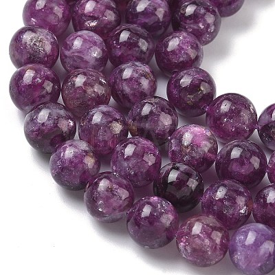 Natural Lepidolite/Purple Mica Stone Beads Strands G-C270-O05-14-1