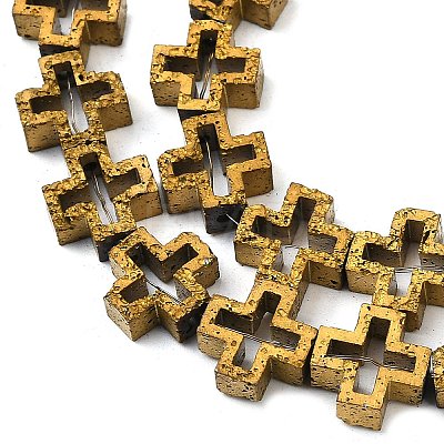 Electroplated Natural Lava Rock Beads Strands G-K388-02E-1