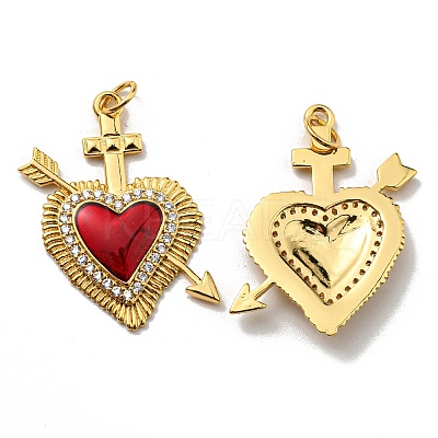 Rack Plating Brass Grade AAA Cubic Zirconia Pendants KK-D026-29G-1