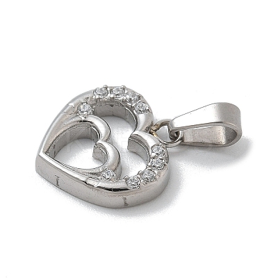 304 Stainless Steel Micro Pave Cubic Zirconia Pendants STAS-Z107-04P-02-1