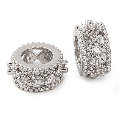 Brass Micro Pave Cubic Zirconia European Beads KK-K378-39P-1