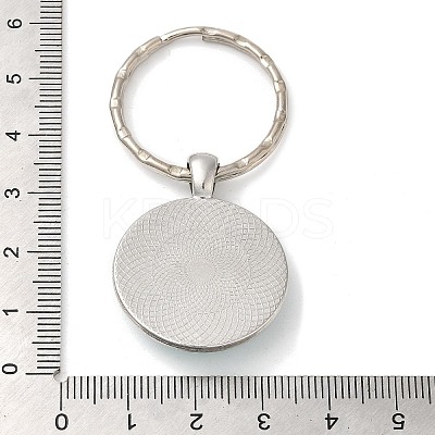 Half Round/Dome Alloy & Glass Pendant Keychain KEYC-D020-02P-02-1