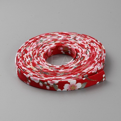 5M Japanese Printed Flower Cotton Ribbons OCOR-WH0089-25A-01-1