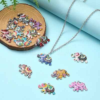 14Pcs 14 Colors Alloy Enamel Pendants FIND-YW0006-24-1