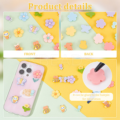 84Pcs 14 Styles Spring Theme Opaque Resin Cabochons CRES-PH0001-13-1