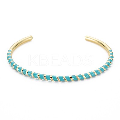 Twisted Brass Enamel Cuff Bangle BJEW-T020-02I-NF-1