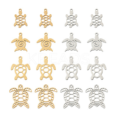 16Pcs 8 Style 201 Stainless Steel Filigree Joiners Links & Pendants STAS-PJ0001-37-1