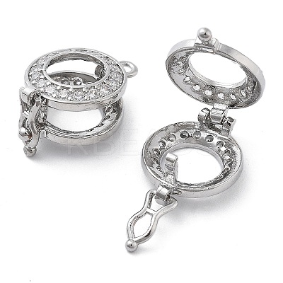 Brass with Clear Cubic Zirconia Fold Over Clasps KK-Z080-11P-1