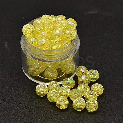 AB Color Plated Flower Electroplated Eco-Friendly Transparent Acrylic Beads PACR-I001-M-1