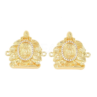 Brass Micro Pave Clear Cubic Zirconia Religion Ganesha Connector Charms KK-F931-07G-1