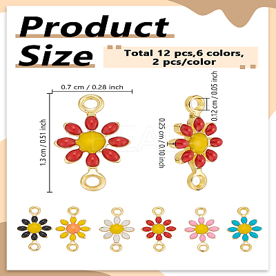 12Pcs 6 Colors Brass Enamel Links Connectors KK-LP0004-56-RS-1