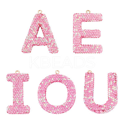 5Pcs 5 Styles Handmade Polymer Clay Rhinestone Big Pendants FIND-BT0001-39D-1