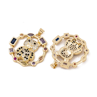 Brass Micro Pave Cubic Zirconia Pendants KK-E108-48G-1