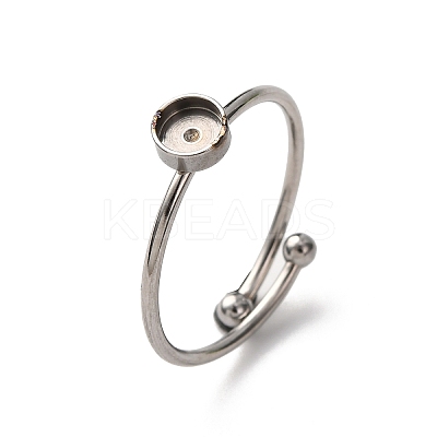 Adjustable 304 Stainless Steel Cuff Ring Components STAS-D372-08P-01-1