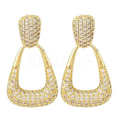 Teardrop Brass Micro Pave Clear Cubic Zirconia Cuff Earrings EJEW-K305-01G-1