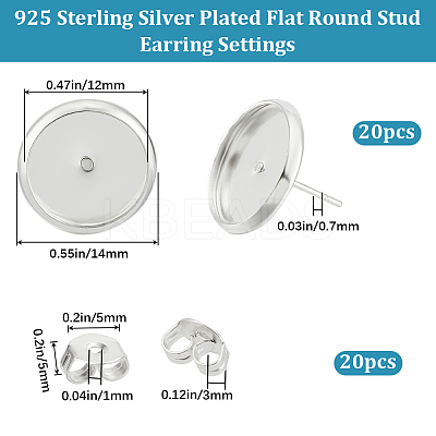 20Pcs Brass Stud Earring Settings KK-BBC0010-56B-1