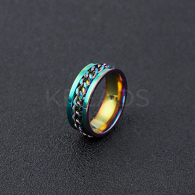 304 Stainless Steel Rotatable Chain Finger Rings for Men FS-WG60CA3-32-1