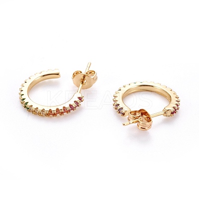 Brass Micro Pave Cubic Zirconia Stud Earrings EJEW-F198-05G-1