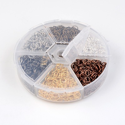 1 Box 6 Color Iron Open Jump Rings IFIN-JP0012-5mm-1
