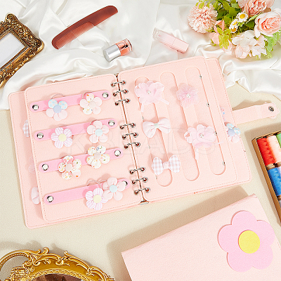Felt Loose-leaf Hair Tie Storage Book FIND-WH0139-934-1