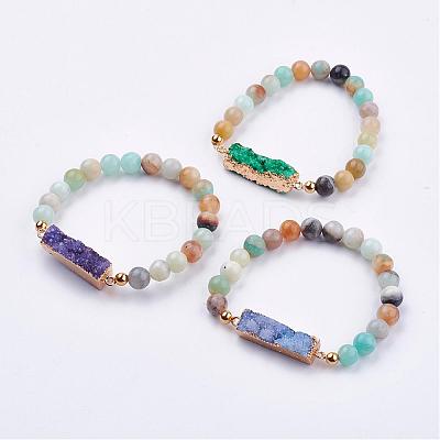 Natural Amazonite Stretch Bracelets BJEW-JB03163-1