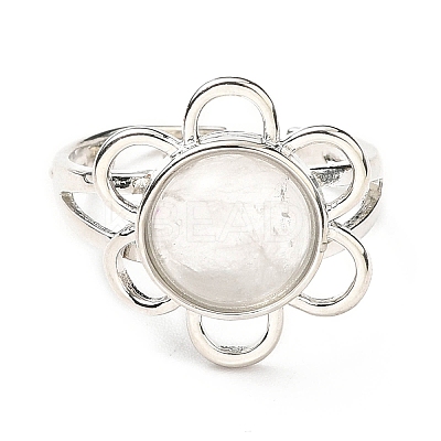Natural Quartz Crystal Adjustable Rings RJEW-P043-01P-19-1