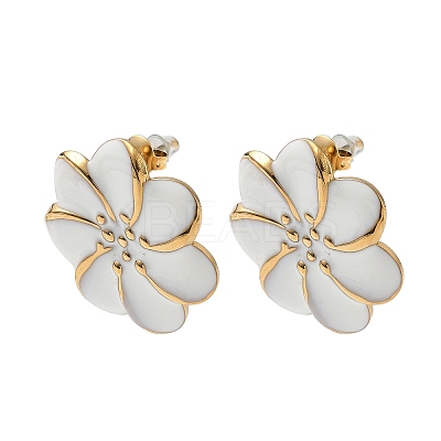 304 Stainless Steel Flower Stud Earrings EJEW-A147-01G-1