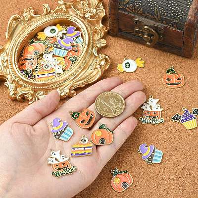 35Pcs 7 Styles Halloween Alloy Enamel Pendant ENAM-CJ0003-98-1