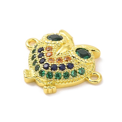 Real 18K Gold Plated Brass Pave Cubic Zirconia Connector Charms KK-L209-054G-01-1