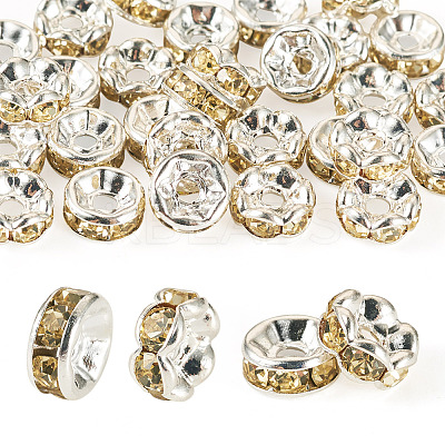 30Pcs 2 Colors Brass Rhinestone Spacer Beads RB-TA0001-29C-1