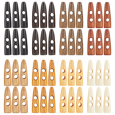 48Pcs 8 Colors 2-Hole Wood Buttons WOOD-GF0002-35A-1