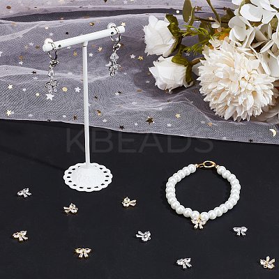 12Pcs 2 Colors Brass with Clear Cubic Zirconia Charms ZIRC-BBC0002-64-1
